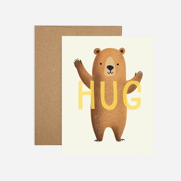 Carte de vœux câlin d'ours quotidien, intérieur vierge pour la vente par Analog.