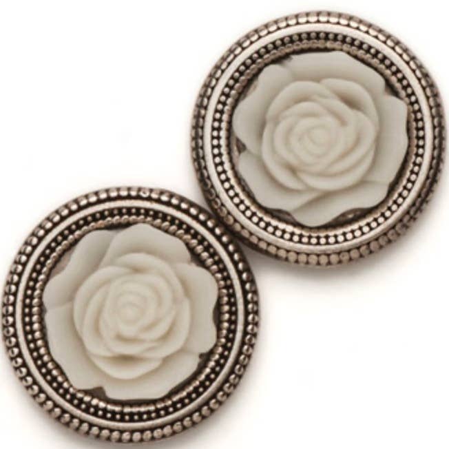 Low Dome Cream Rose Magnet Button Pin Set for wholesale by MagneButton