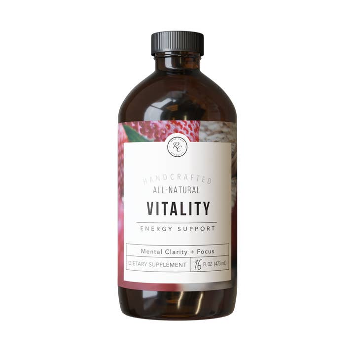 Rowe Casa Organics - Venta al por mayor Suplementos/vitaminas para beber - VITALITY | Apoyo Energético | 16 oz