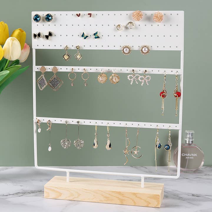 Metal Earring Stud Rack Jewelry Display Stand 144 Holes for wholesale by Zakka