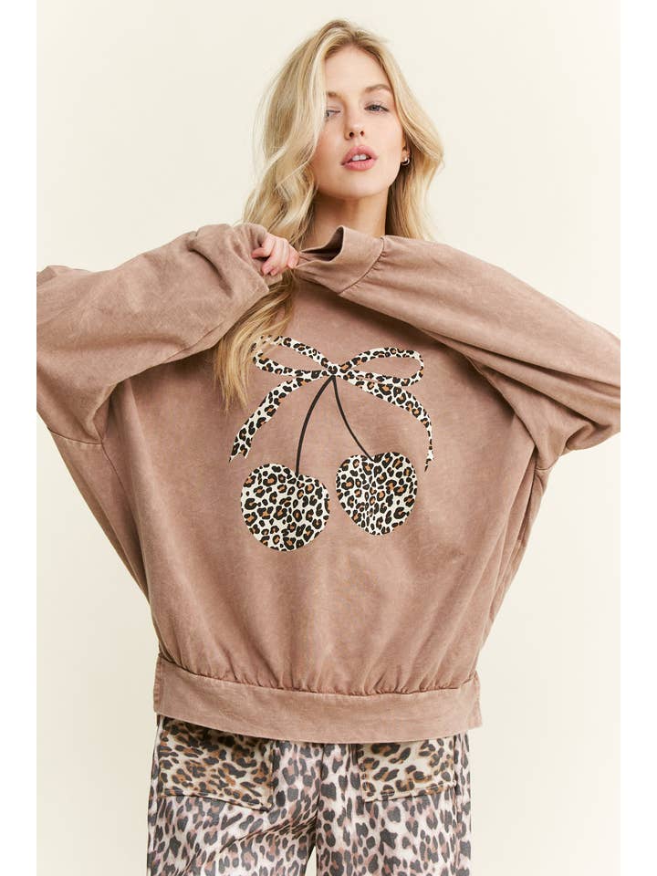 J.Her - Wholesale Graphic Sweatshirt - Women's - Leopard Cherry bow Graphic Sweatshirts HT4150AC 10