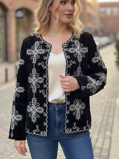 Bohemian Jacket with White Embroidery for wholesale by miglo