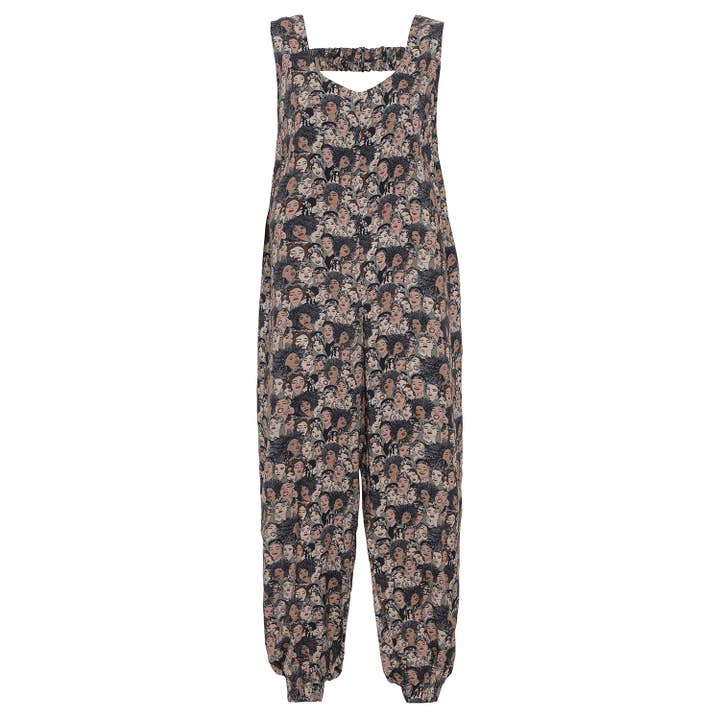 Girls Patterned Long Jumpsuit with Back Ruching Detail for wholesale by anou anou