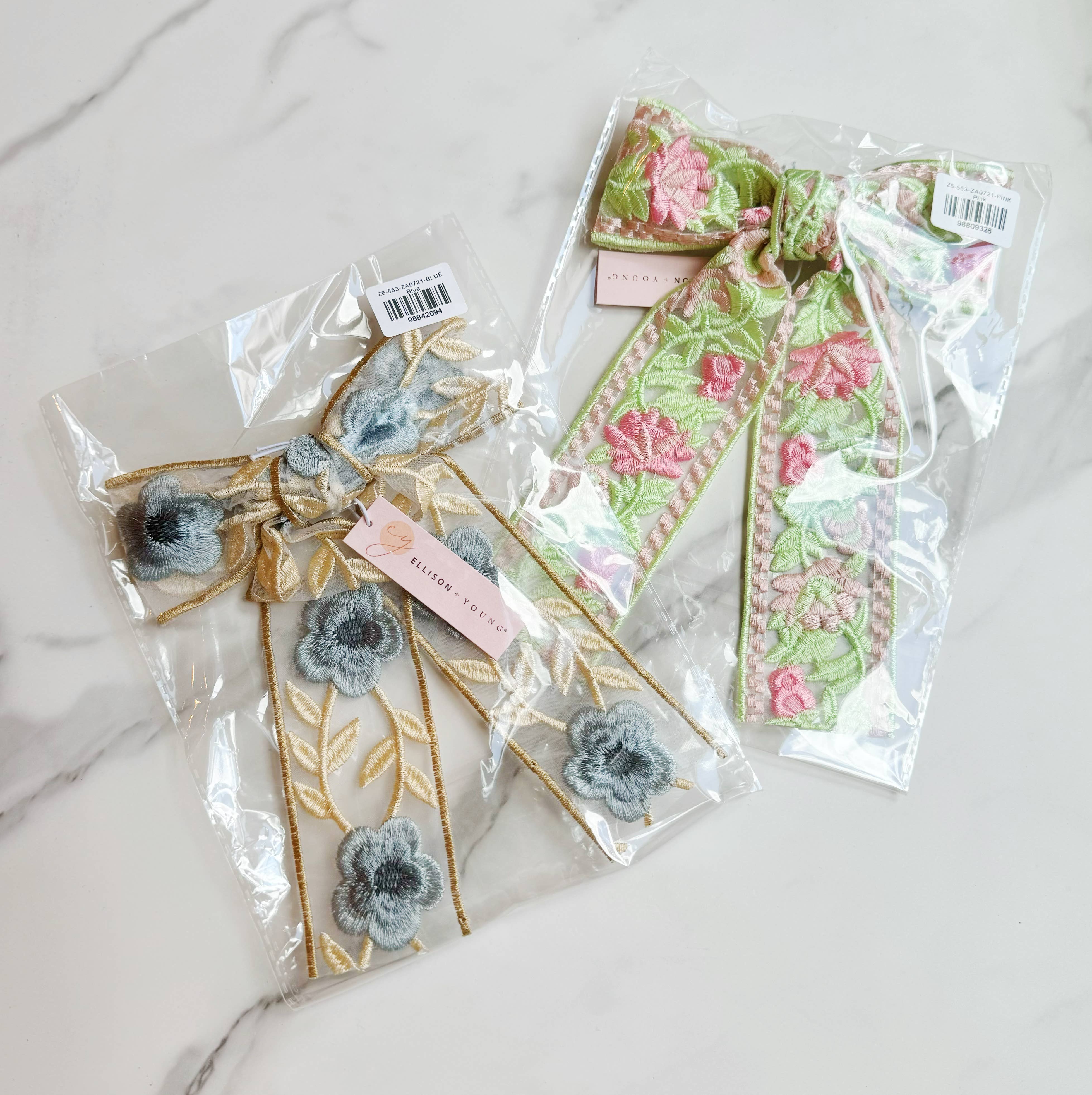 Ellison+Young - Vente Pince à cheveux – femme - Barrette à cheveux noeud brodé de fleurs en dentelle5