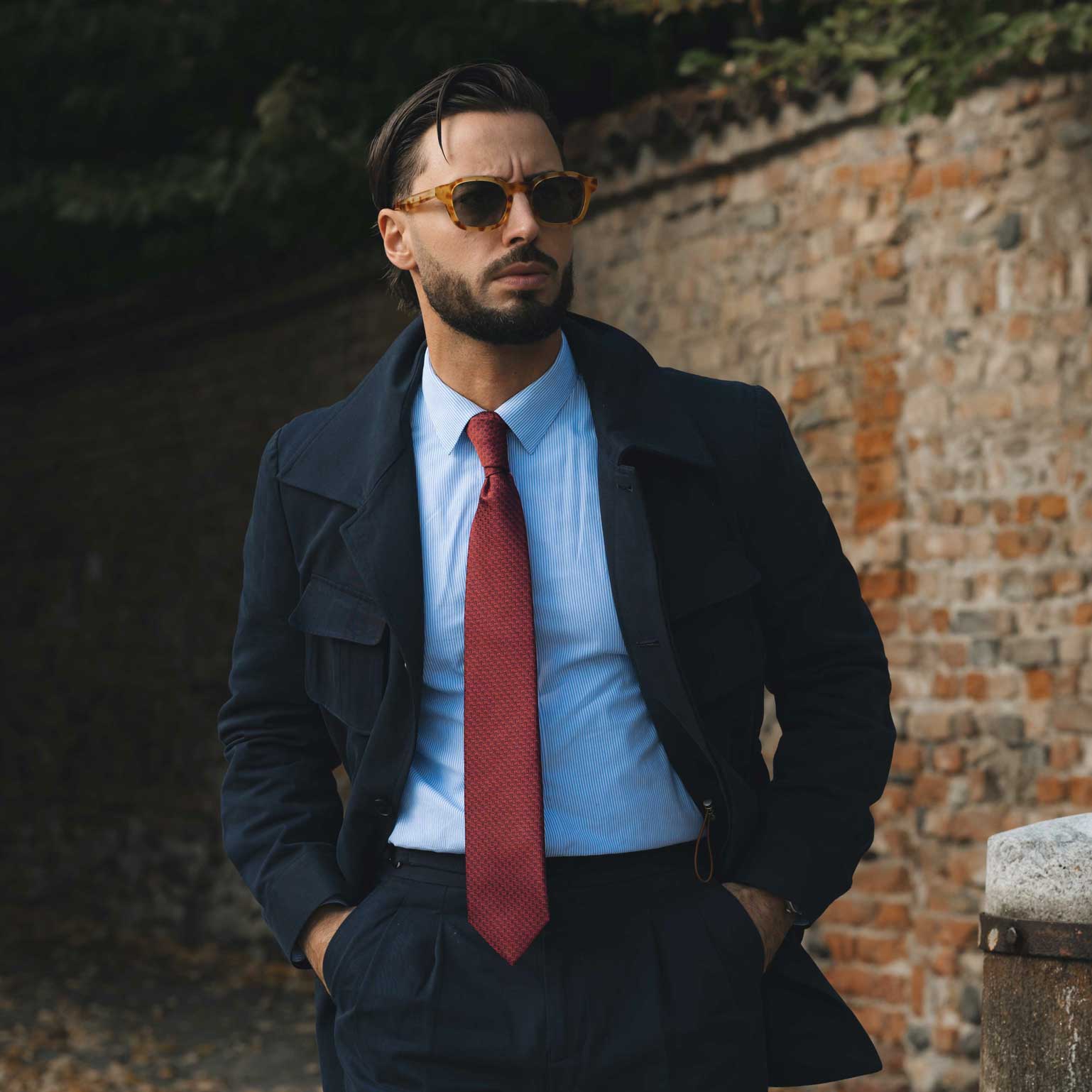 Elizabetta Made in Italy USA – wholesale Necktie – Men’s – Brunelli - Silk Jacquard Tie - Ruby Red1