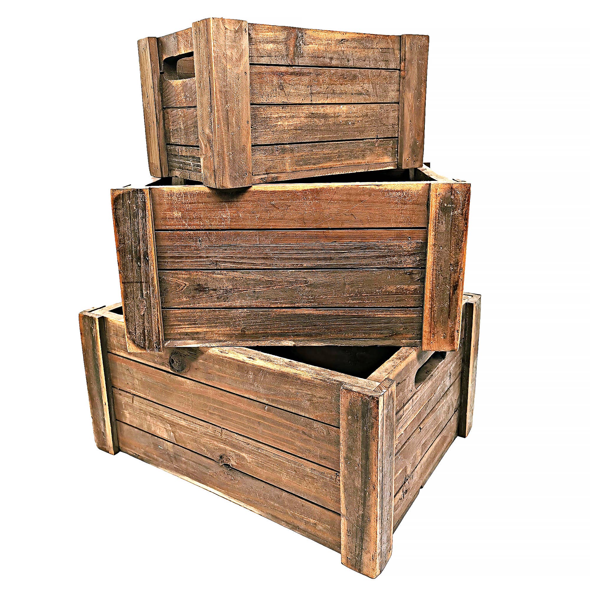 Boxman - Wholesale Gift Box - 3 Piece Rustic Wooden Crate Set2