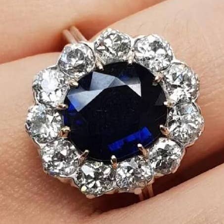 Lab grown Sapphire Princess Diana Oval Solitaire Ring Silver for wholesale by GEMPARA