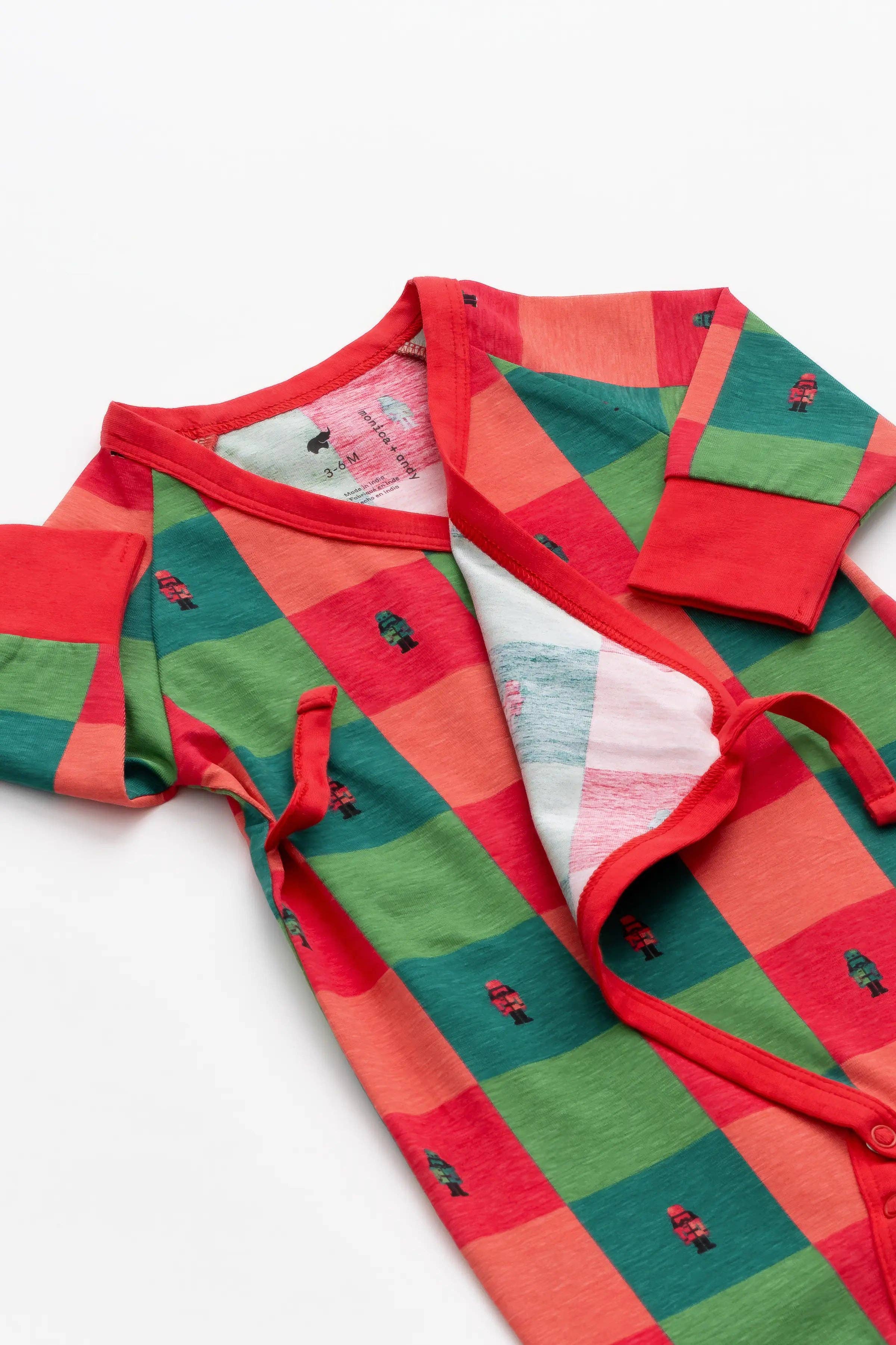 Monica + Andy - Wholesale Jumpsuit - Baby - Kimono Tie One-Piece_Nutcracker Checkerboard1