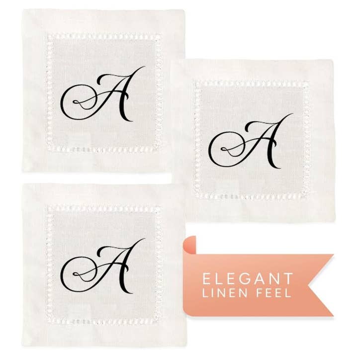 Jolitee - Wholesale Dinner & Cloth Napkin - Hemstitch Napkins - Monogram Script2