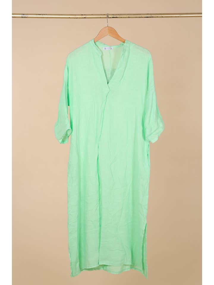 la maison des fibres naturelles – wholesale Klänning - Dam – Lång klänning med tunisisk krage 29340 i 100 % linne9