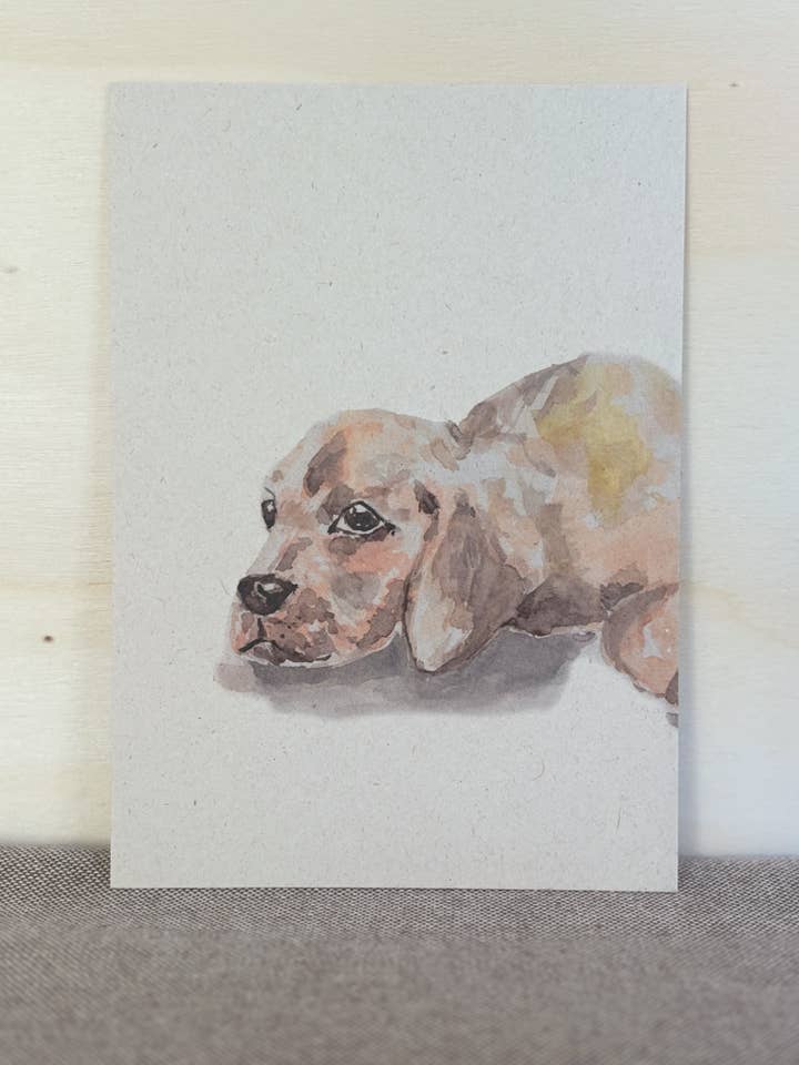 Watercolor greeting card A6 (10.5x14.8) | dog lying down for wholesale by Li La Lore
