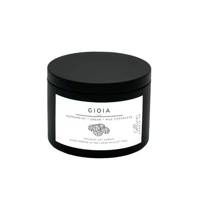 Collina Candle Co., LLC - Wholesale Jar/Filled Candle - Gioia 6 oz Christmas Coconut-Soy Candle Peppermint Cocoa 1