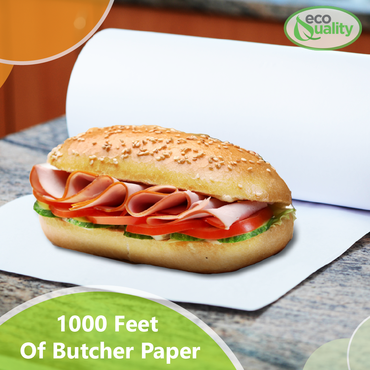 EcoQuality - Wholesale Food Storage Wrap/Bag - MG24 White Butcher Food Paper Roll 24"x 1000"4