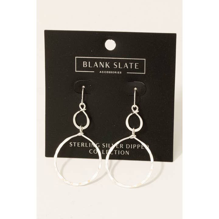 Fame Accessories - Wholesale Dangle Earrings - Gold Dipped Hammered Double Hoop Dangle Earrings