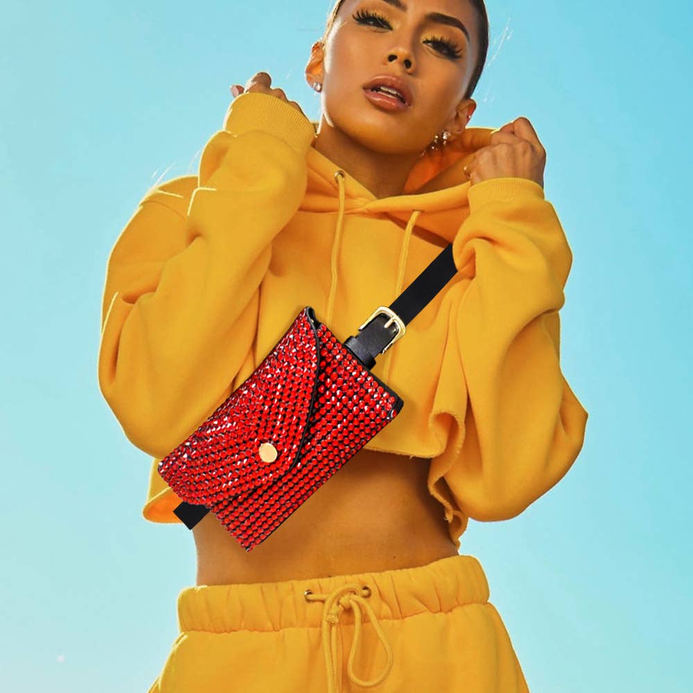 Sensibling Corp. - Vente Sac ceinture – femme - Sac ceinture / sac bandoulière enveloppe à strass9