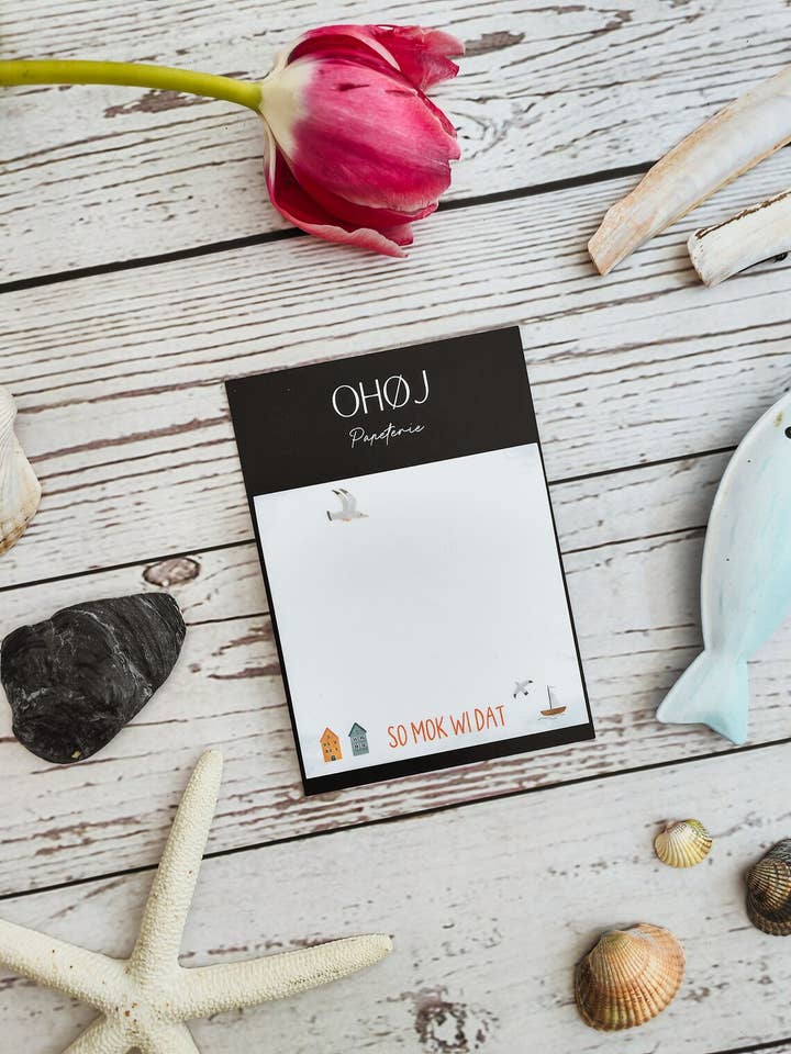 Blocco di foglietti adesivi marittimi "So mok wi dat" per la vendita all'ingrosso da parte di OHØJ Papeterie