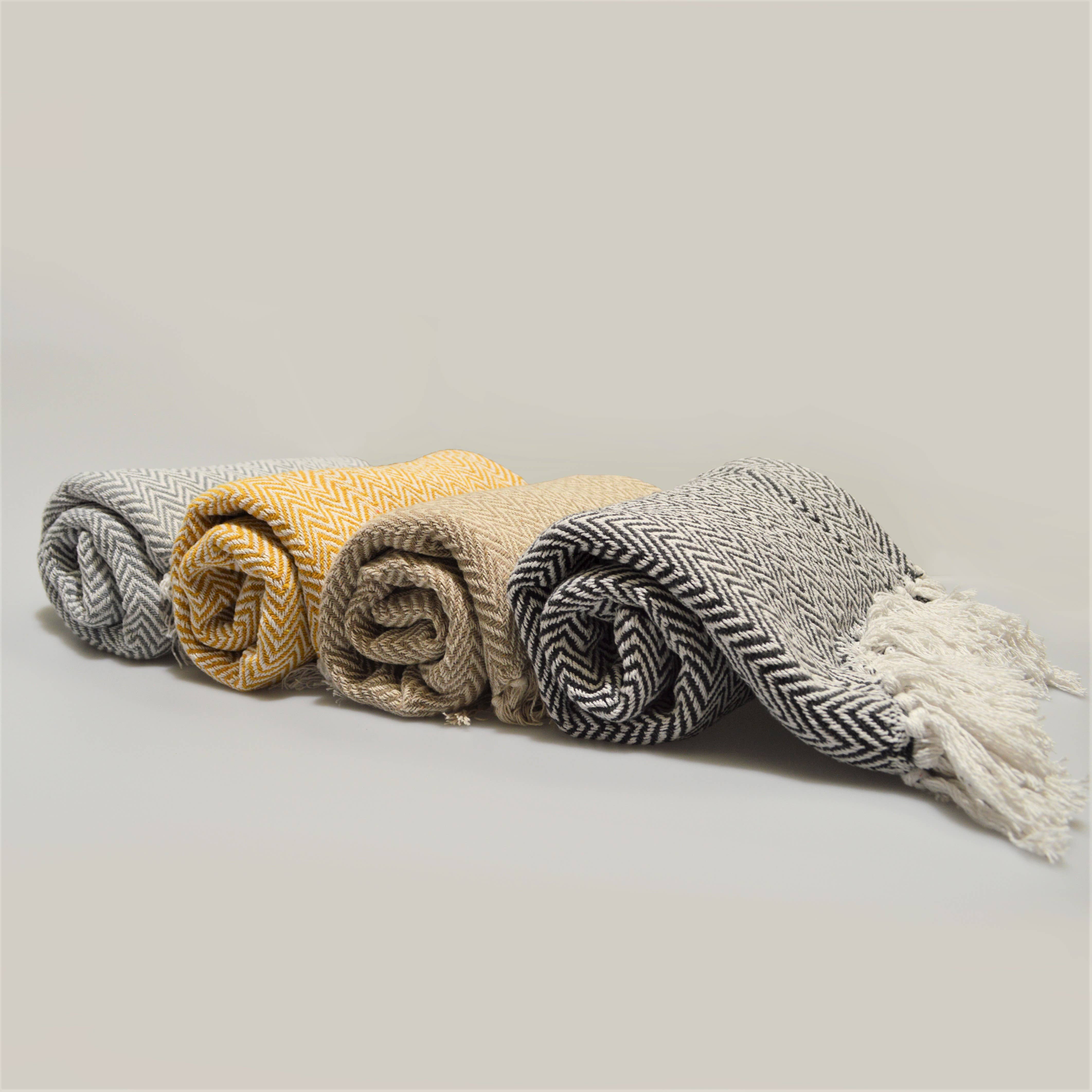 Allure Bath Fashions – wholesale Prydnadsfilt – Audley pläd med chevron-mönster och fiskbensstruktur – 100 % bomull14