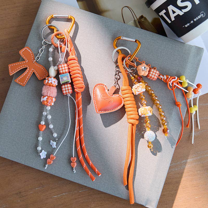 Dipped Shop - Wholesale Keychain - Women's - Cute Leather Heart Braided Keychain Bag Charm DP257652