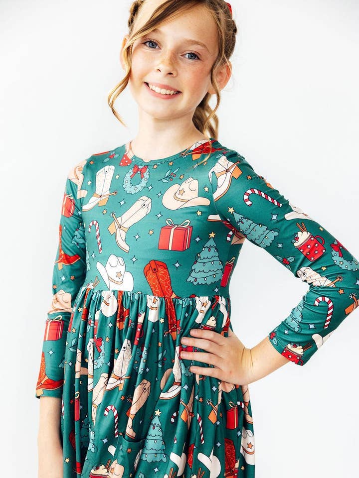 Mila & Rose - Wholesale Dress - Kids - Western Wonderland L/S Pocket Twirl Dress0