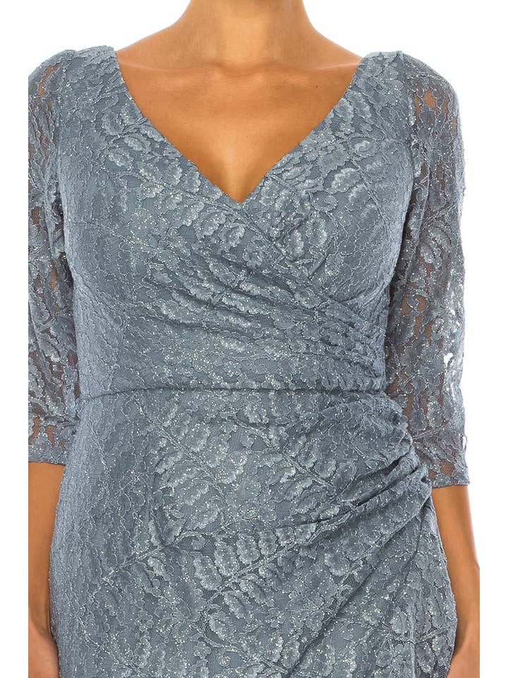 SLATE BLUE Aspeed Pleated Waist Flutter Long Evening Dress for wholesale on Faire3