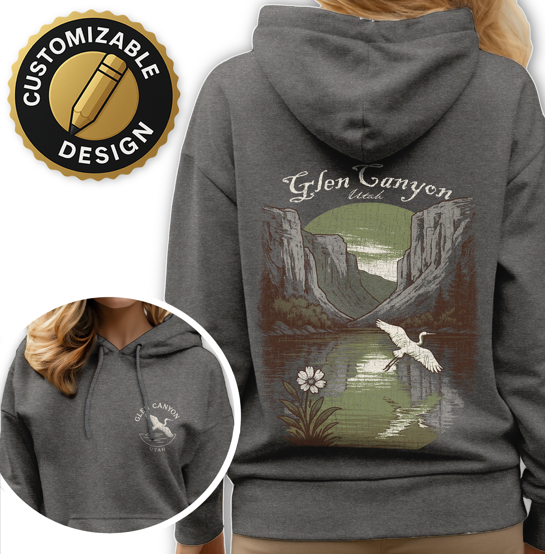 Textile Graphix - Wholesale Hoodie - Unisex - Glen Canyon Hoodie – Customizable Vintage Nature Design3