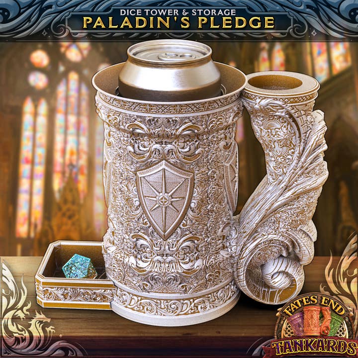 American Carver LLC – wholesale Dice – Paladin 12oz Dice Tower Tankard | TTRPG, D&D, Daggerheart