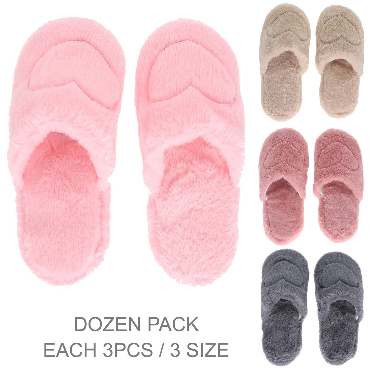 SP Sophia Collection - Wholesale Slippers - Women's - 12pc Heart Design Plush House Slippers1