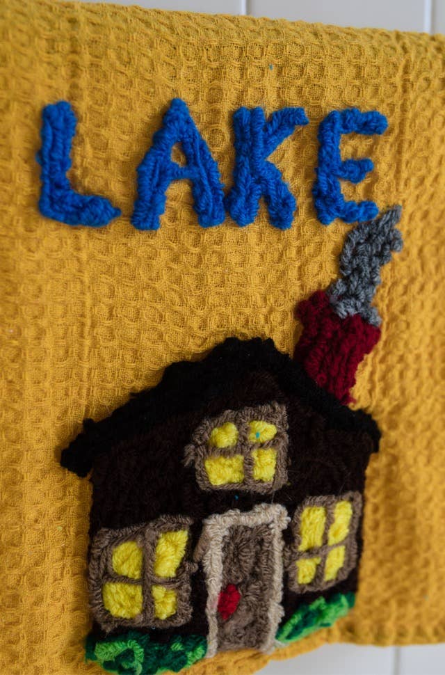 Miss Mavis Fun House - Wholesale Tea Towel - Lake House Kitchen Towel, rustic kitchen, name drop1