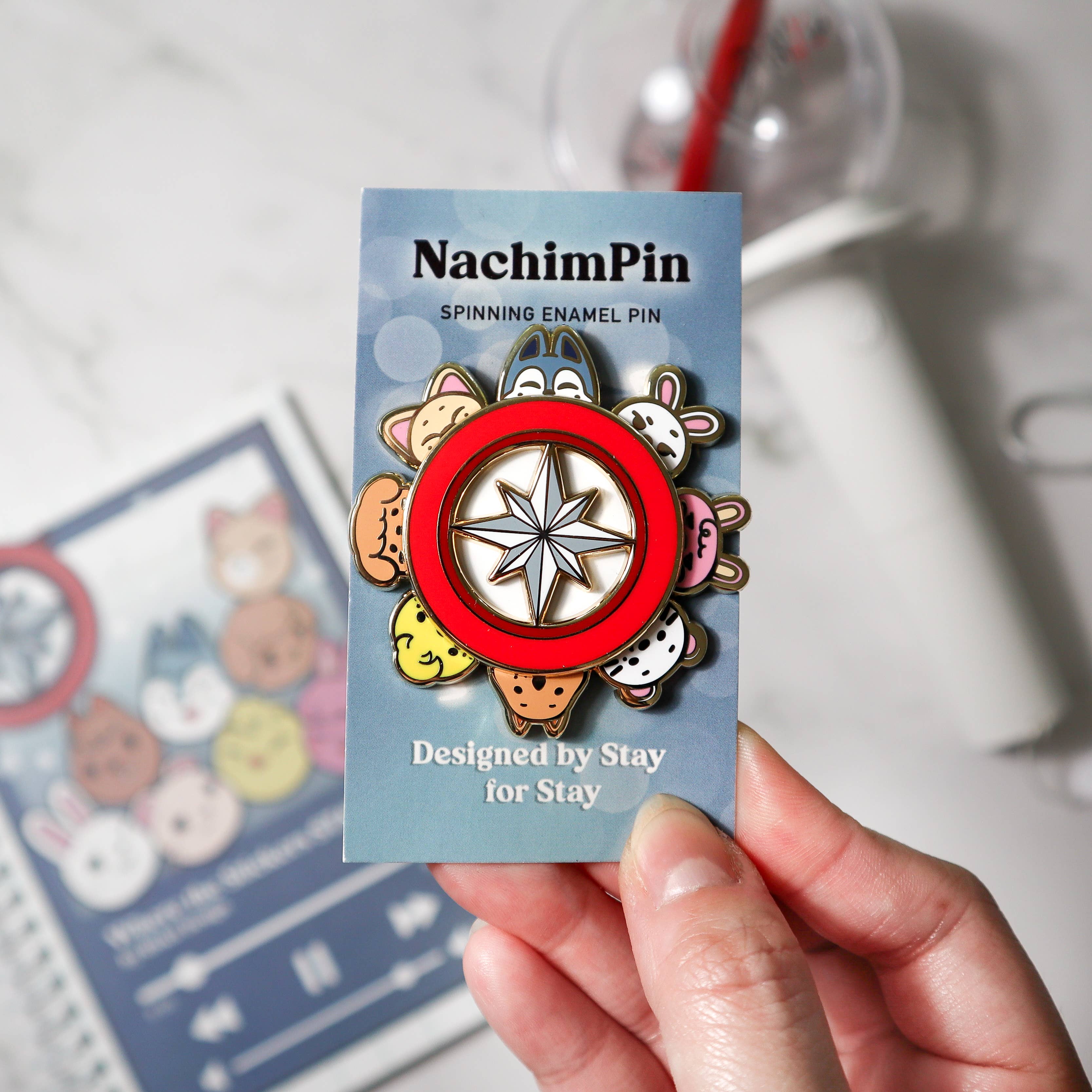 Riskit Design - Wholesale Lapel Pin/Button - KPOP NachimPin OT8 Compass *SPINNING* Enamel Pin