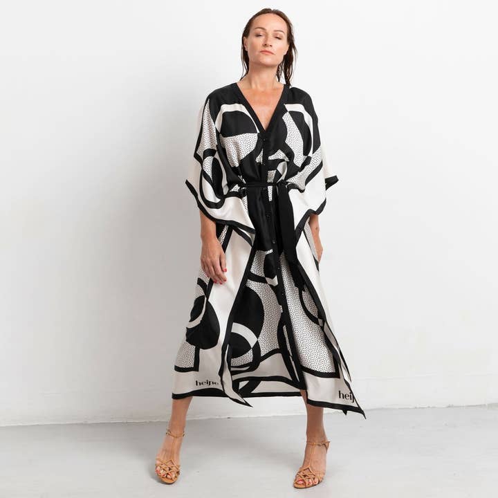 Abito lungo Riviera stampa sciarpa circle art per la vendita all'ingrosso da parte di Studio Heijne