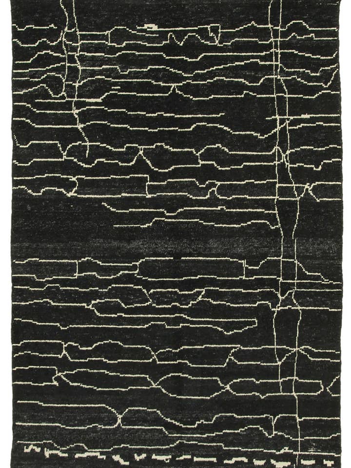 Tapis marocain noir 6x9 - 39699 pour la vente par RUG N CARPET