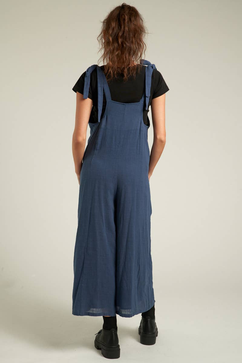 En Crème - Wholesale Jumpsuit - Women's - Ruched Neck Shoulder Tie Loose Fit Jumpsuit2