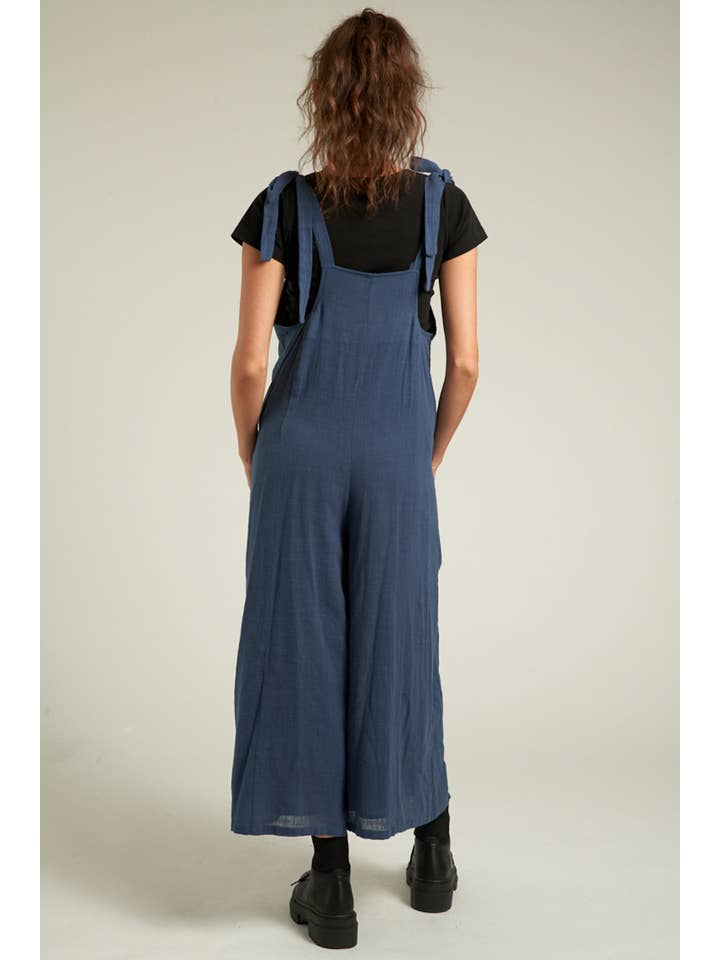 En Crème - Wholesale Jumpsuit - Women's - Ruched Neck Shoulder Tie Loose Fit Jumpsuit2