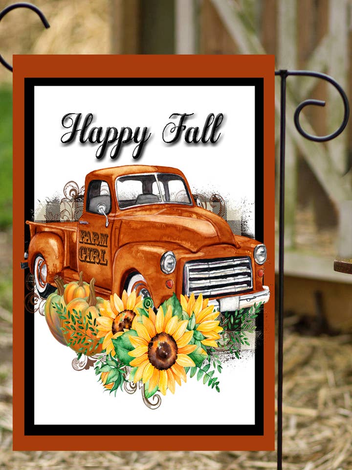 Bandera de jardín Happy Fall Pick Up Truck #G1646 para venta al por mayor de Happy Cow Lawn Decor
