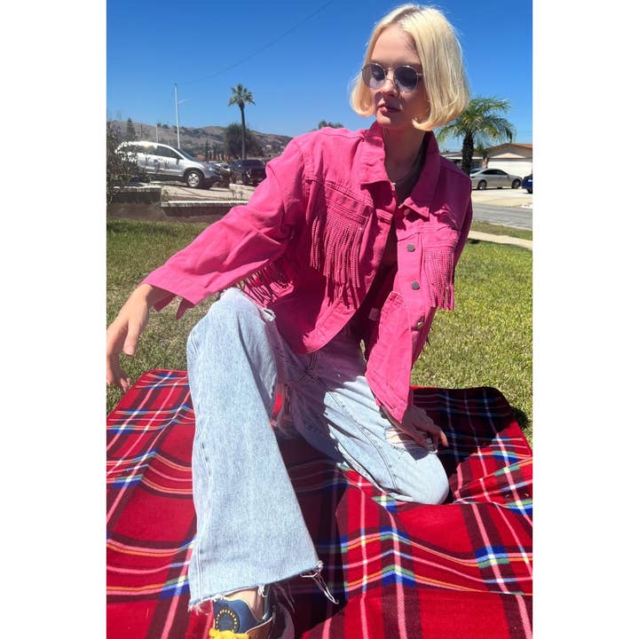 WASHED DENIM WITH RHINESTONE FRINGE DETAIL for wholesale by Mapcie