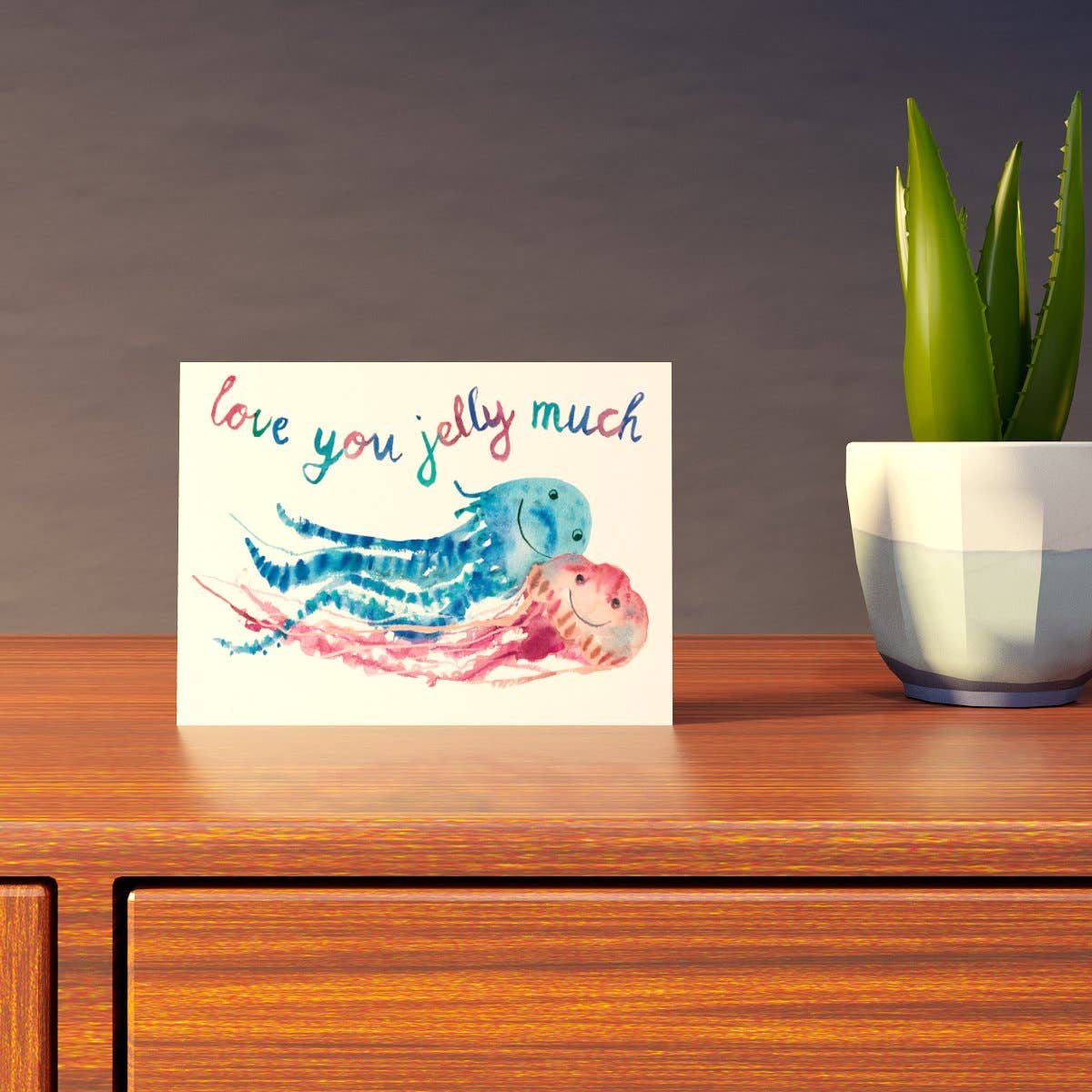 Rosie Webb illustrations – wholesale Love card – Jelly Fish Valentines card C00032