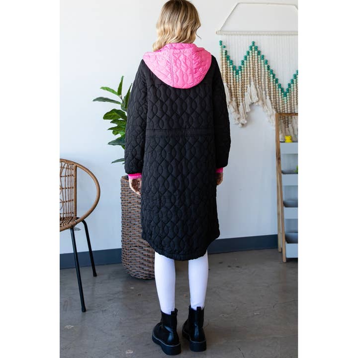 Veveret - Wholesale Coat - Women's - Lite Quilted Hooded Long Coat