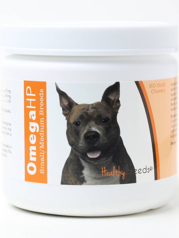 American Staffordshire Terrier Omega HP Acide gras à mâcher pour la vente par Healthy Breeds