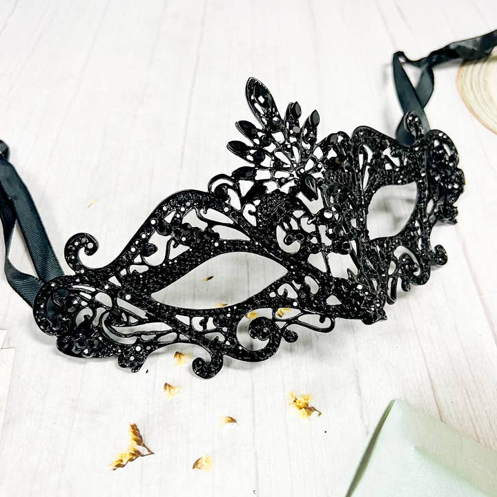 Happy Dream Gifts - Wholesale Costume - Men's - Men's Masquerade Mask, Black Crystal Mask, Gothic Black Mask1