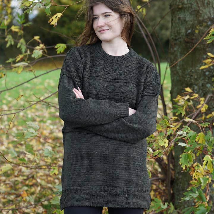 Mars Knitwear – Großhandel Strickpullover – Unisex – Guernsey Pullover aus britischer Wolle - Moss