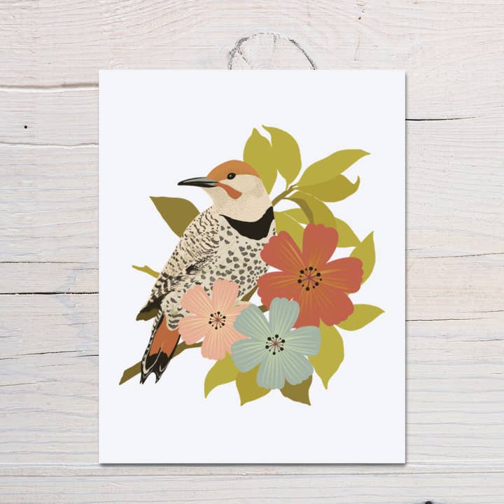 Northern flicker blank greeting card A2 Size for wholesale by Krupa Paranjape