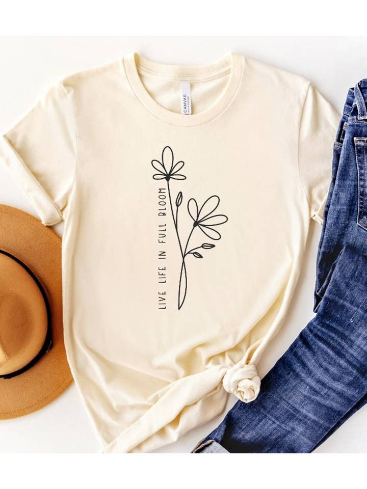 Peach Closet - Wholesale Screen Printed T-Shirt - Women's - Live Life in Full Bloom Tee