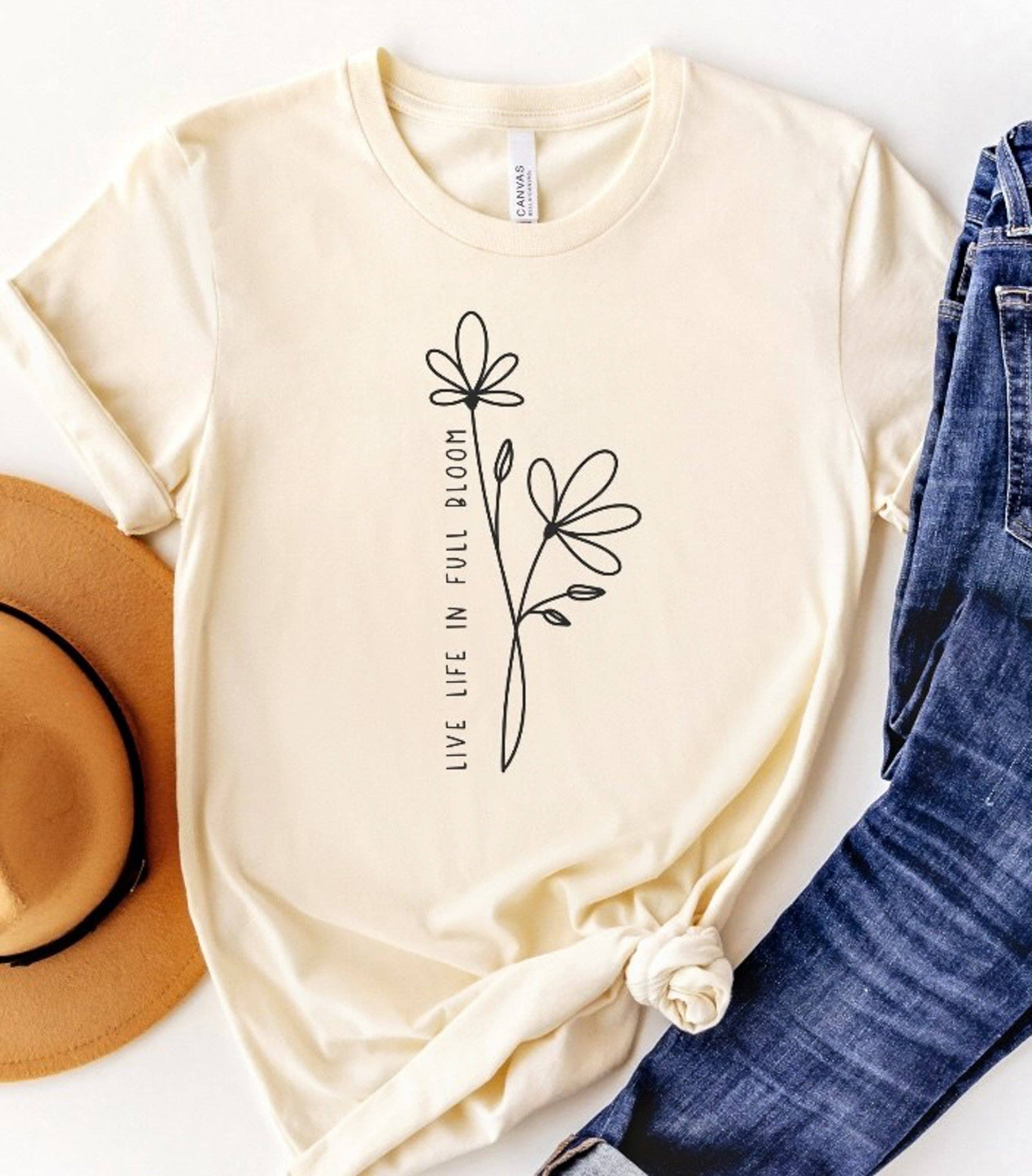 Peach Closet – Engroshandel T-shirt med print - Dame – Lev livet i Full Bloom Tee