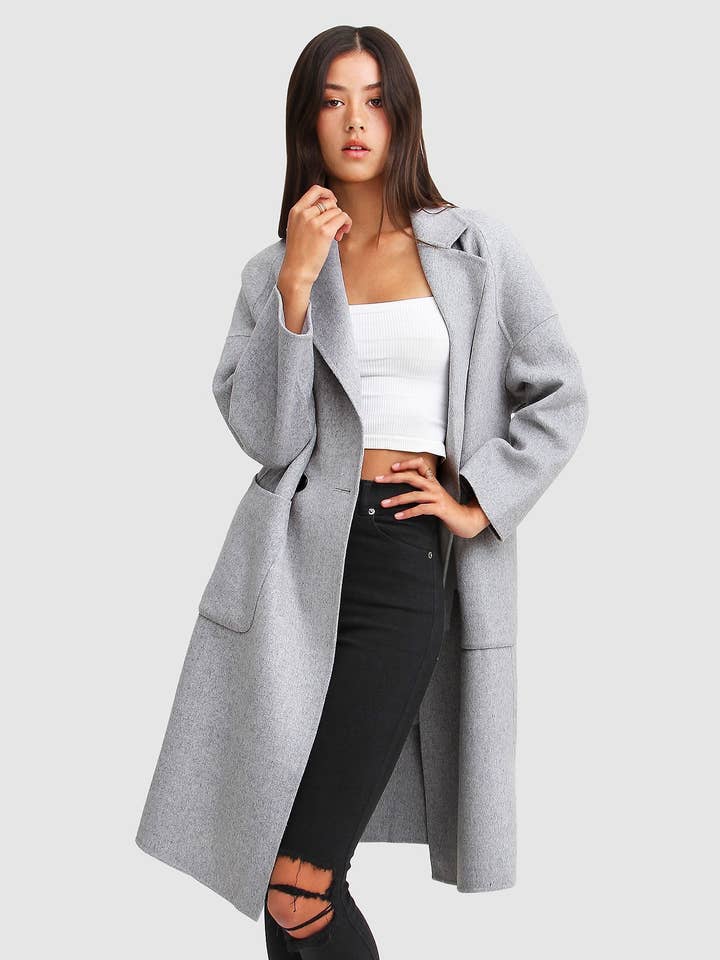 Publisher Double-Breasted Wool Blend Coat for wholesale by belle & bloom