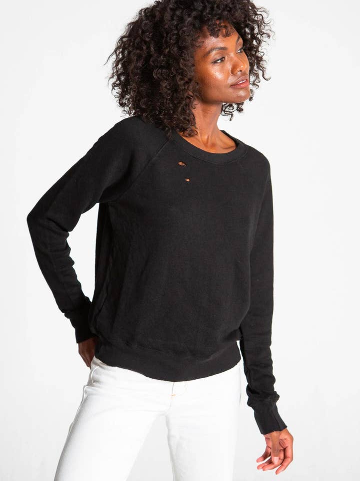 Sweatshirt Belize im Used-Look - SCHWARZ für den Großhandel von n:philanthropy