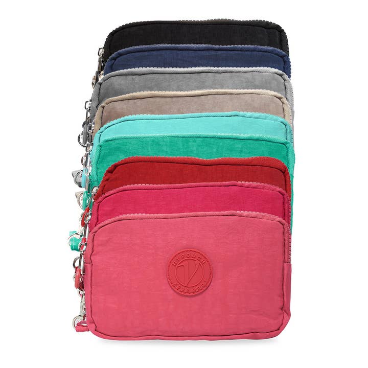 Assortimento da polso con 3 cerniere in nylon lavato Malibu, 14 pezzi per la vendita all'ingrosso da parte di Nupouch / Nufoot