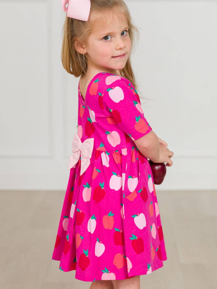 Pink Girls Apple of My Eye Short Sleeve Knit Twirl Dress
for wholesale on Faire7