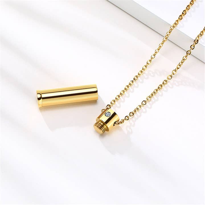 Perimade & Co. LLC - Wholesale Pendant/Charm Necklace - Gold Human Ashes Urn Pendant Necklace in Stainless Steel