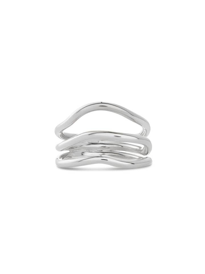 Anel de Onda de Recife Prata por atacado de NO MORE ACCESSORIES