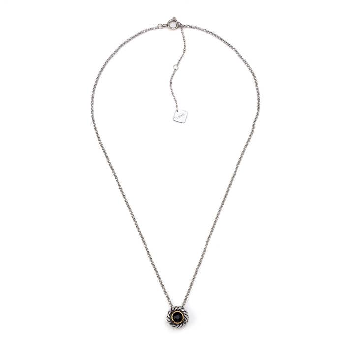 Colar Aço com Pedra Preta GKN230825079 por atacado de Shebiju